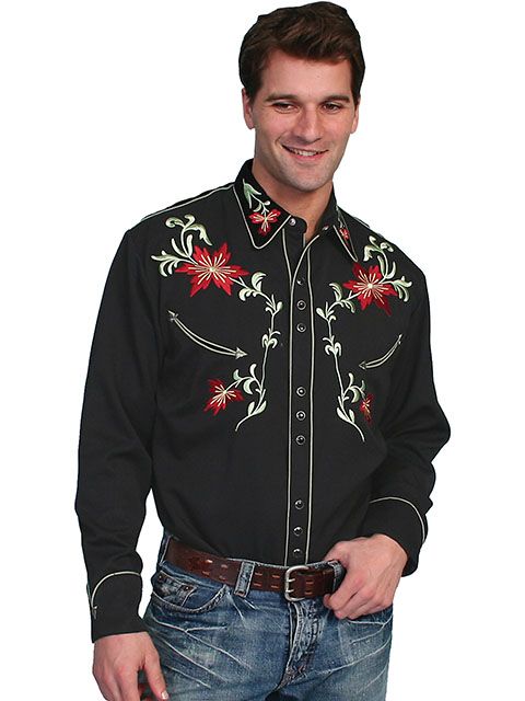Scully Western Shirt P-633 BLK XL