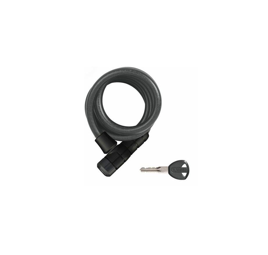 ABUS Booster 6512 Keyed Coiled Cable Lock: 180cm x 1A2mm With Mount, Black