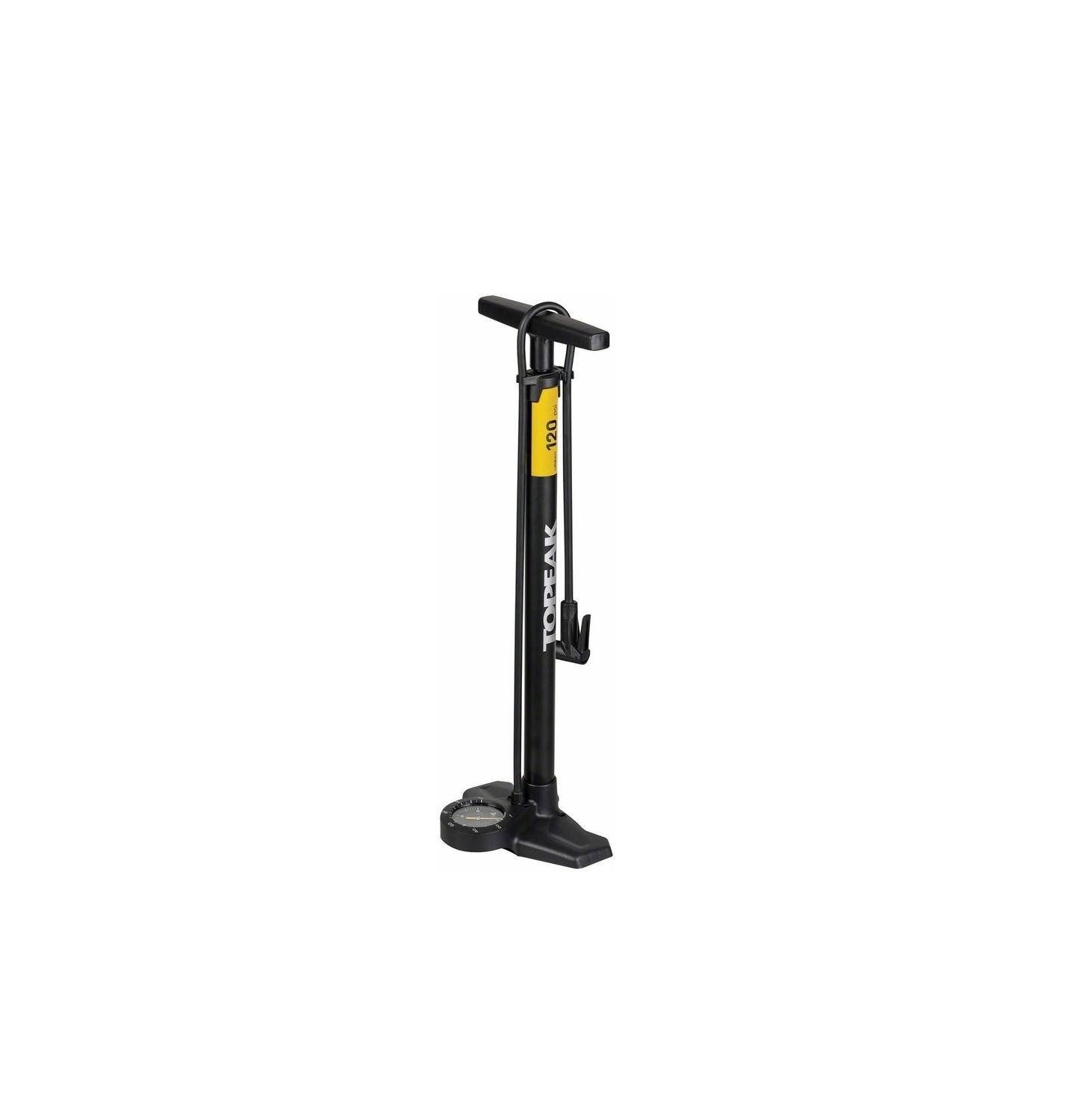 Topeak Joeblow Urban Ex Floor Pump - Steel Barrel / Plastic Base, 3.5&quot; Base Mount Gauge, 120 Psi /8 Bar, Smarthead, Black/Sand