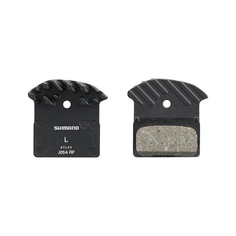 Shimano J05A-RF Disc Brake Pad and Spring - Resin Compound, Finned Aluminum Back Plate - 1 Pair