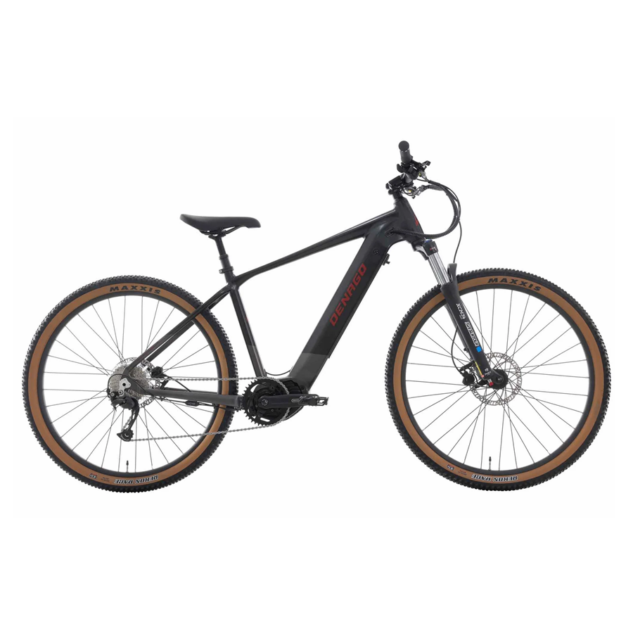 Denago eXC2 eMTB Mountain eBike, Color: Black with Gray, Size: L: fits riders 5&#39;5&quot; - 6&#39;11&quot;