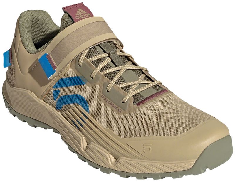 Five Ten Trailcross Mountain Clipless Shoes - Men&#39;s, Beige Tone/Blue Rush/Orbit Green, 8.5