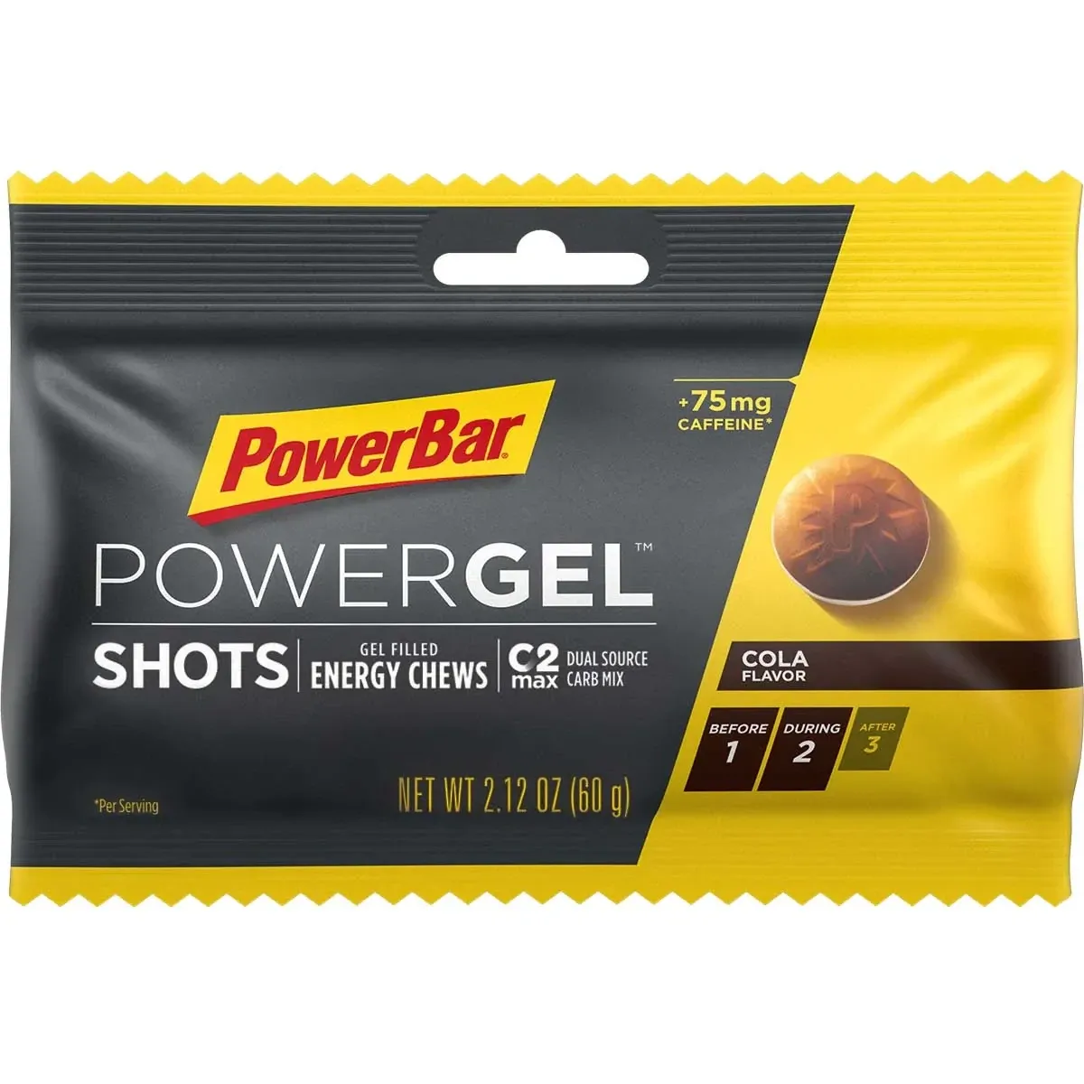 PowerBar PowerGel Shots (Chews) Cola (75mg caffeine) 2.12 oz -60g