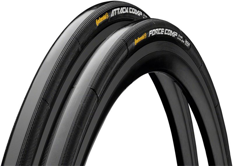 Continental Attack/Force Comp Tire Combo - 700 x 24/22, Tubular, Folding, Black, BlackChili, Vectran Breaker, Pair