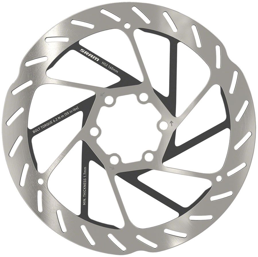 SRAM HS2 Disc Brake Rotor - 180mm, 6-Bolt, Rounded, Silver/Black