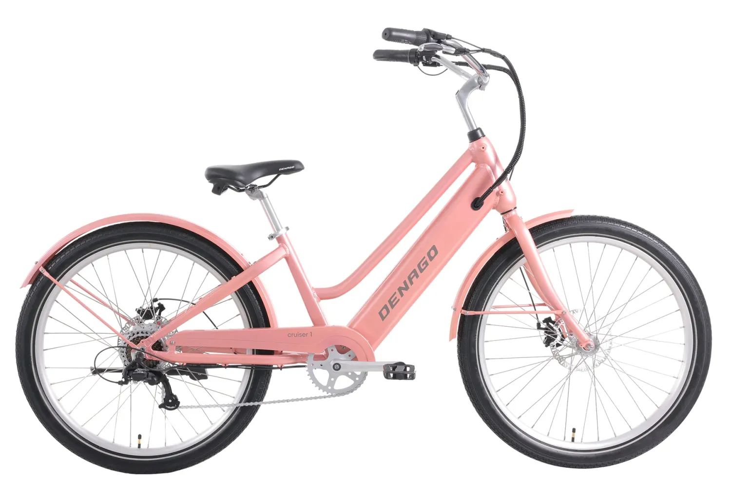 Denago Cruiser 1 Step-thru eBike, Color: Pink, Size: Fits 4&#39;11&quot; - 6&#39;1&quot;