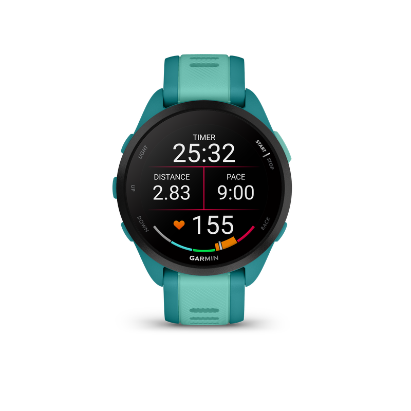 Garmin, Forerunner 165 Music, Watch, Watch Color: Turquoise, Wristband: Aqua - Silicone