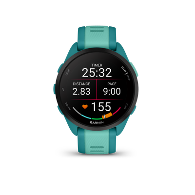 Garmin, Forerunner 165 Music, Watch, Watch Color: Turquoise, Wristband: Aqua - Silicone