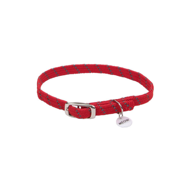 Elasta Cat Reflective Safety Stretch Collar Red 10”