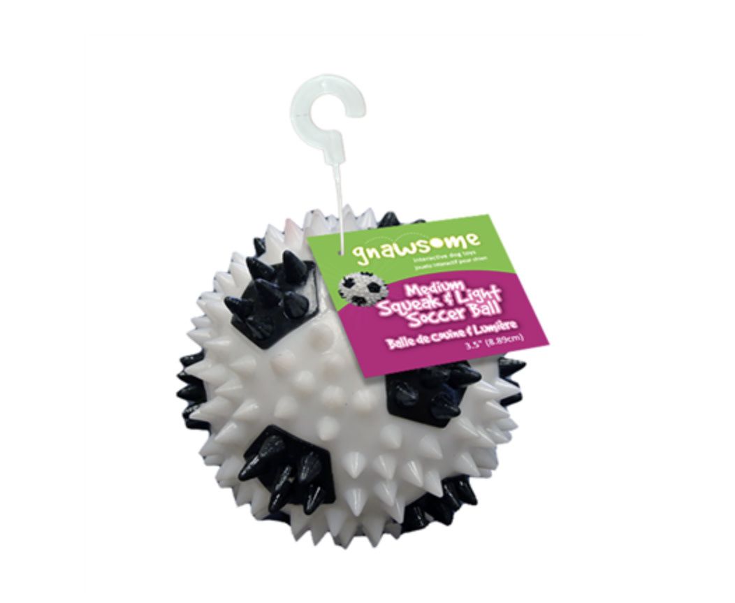 Gnawsome Soccer Ball - Squeak &amp; Light 3.5”
