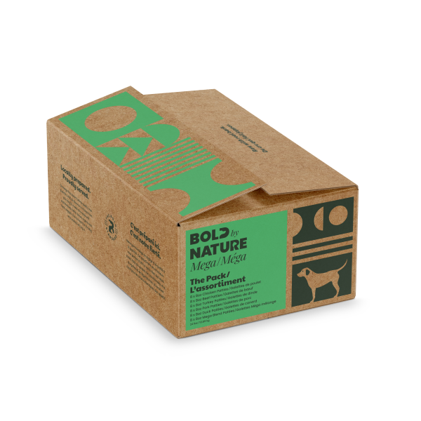 Bold By Nature Frozen - Mega Variety Pack - Beef/Blend/Chicken/Duck/Pork/Turkey Patties [DOG] 24LB