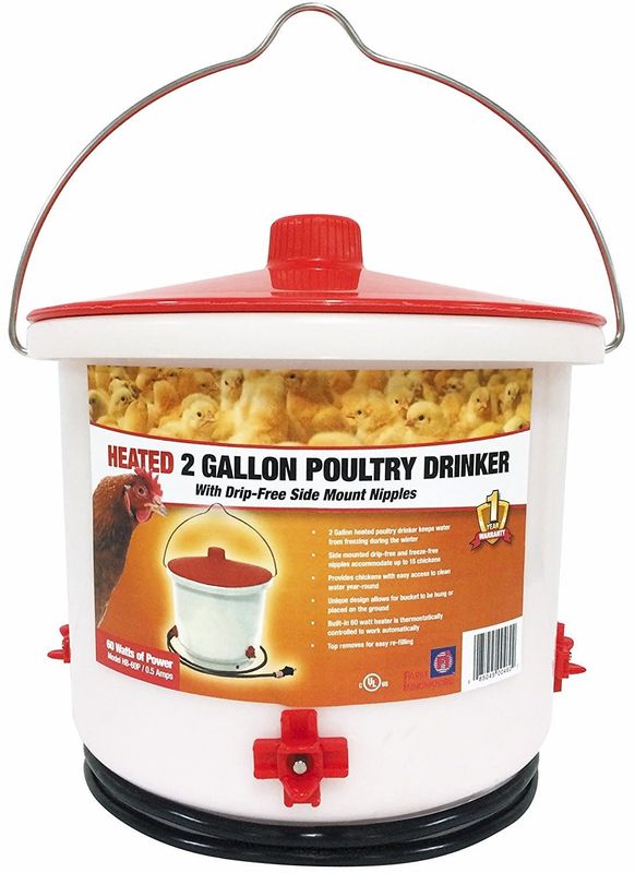 Heated Plastic Poultry Drinker 2 GAL
