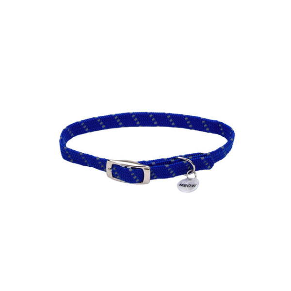 Elasta Cat Reflective Safety Stretch Collar Blue 10”