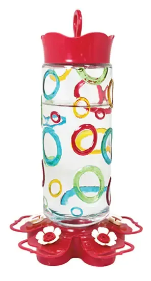 Coloured Rings Glass Hummingbird Feeder