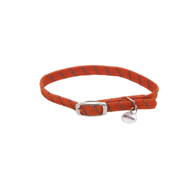 Elasta Cat Reflective Safety Stretch Collar Orange 10”