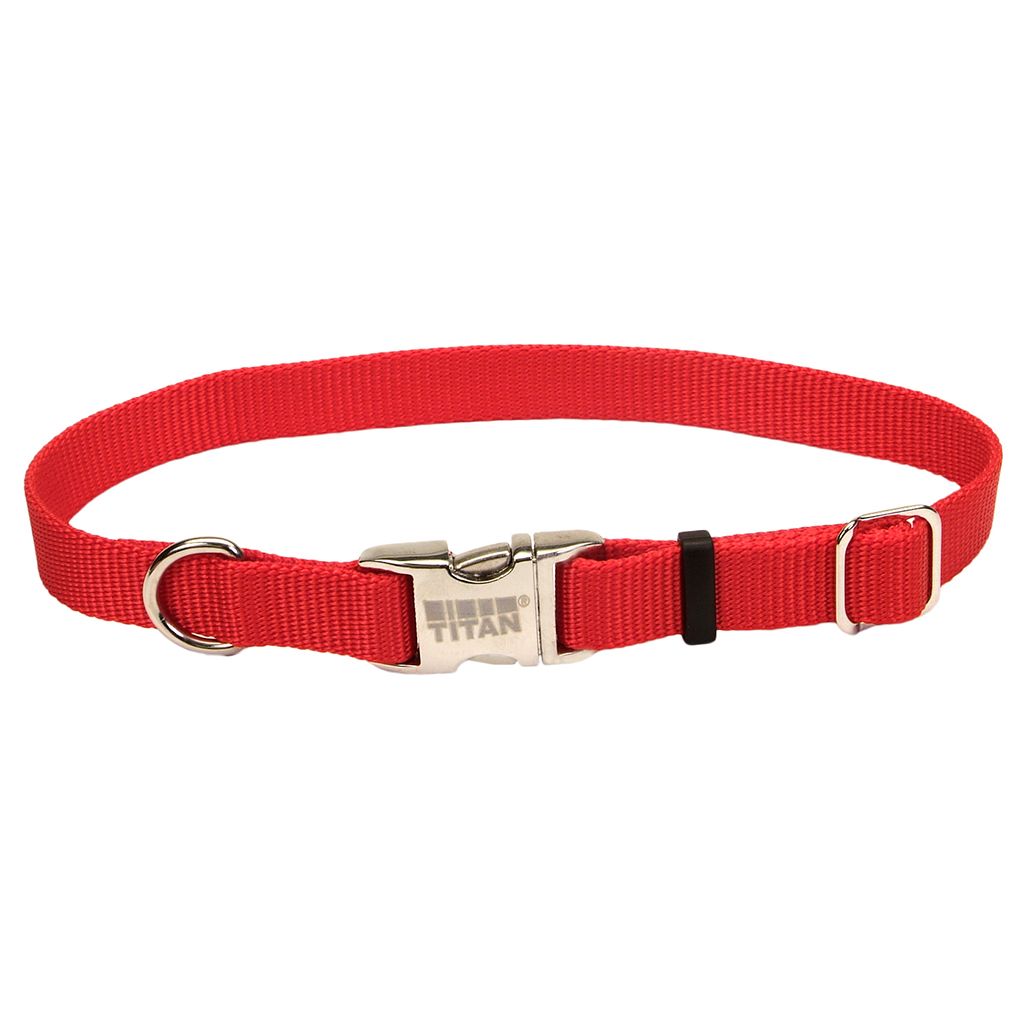 Titan Nylon Metal Buckle Collar Red 10-14” x 5/8”
