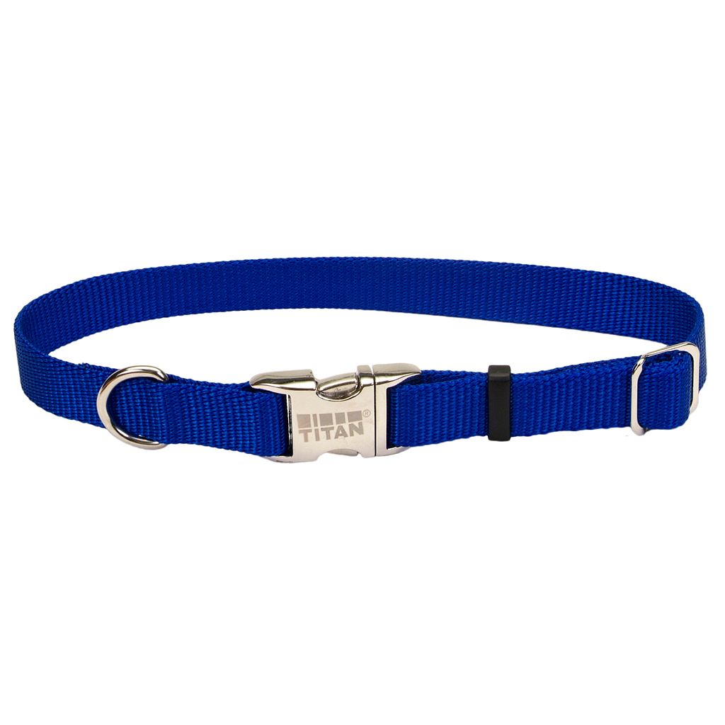 Titan Nylon Metal Buckle Collar Blue 18-26” x 1”