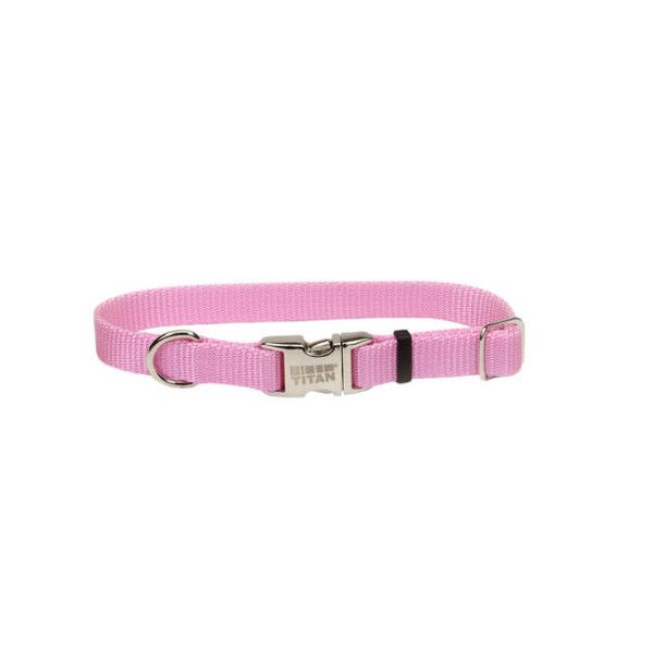 Titan Nylon Metal Buckle Collar Pink 14-20" x 3/4"