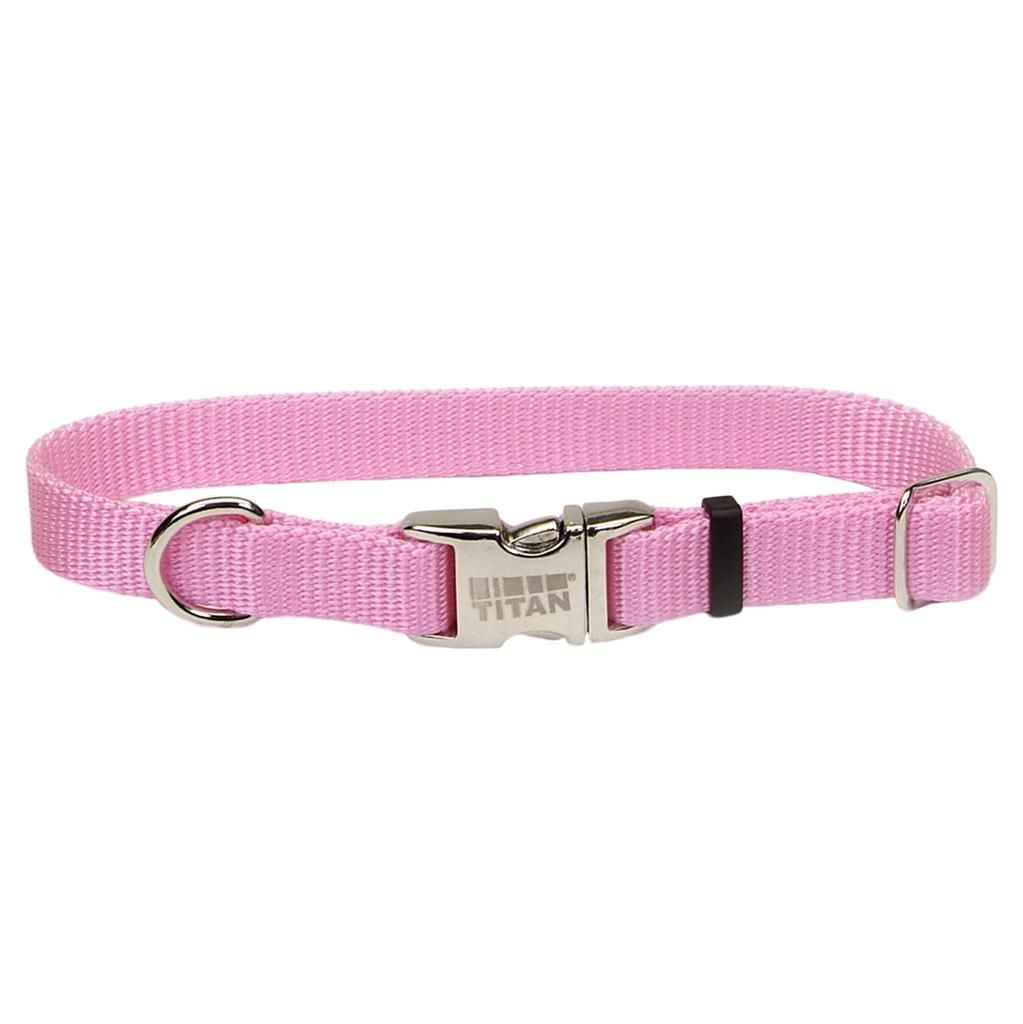 Titan Nylon Metal Buckle Collar Pink 14-20” x 1”