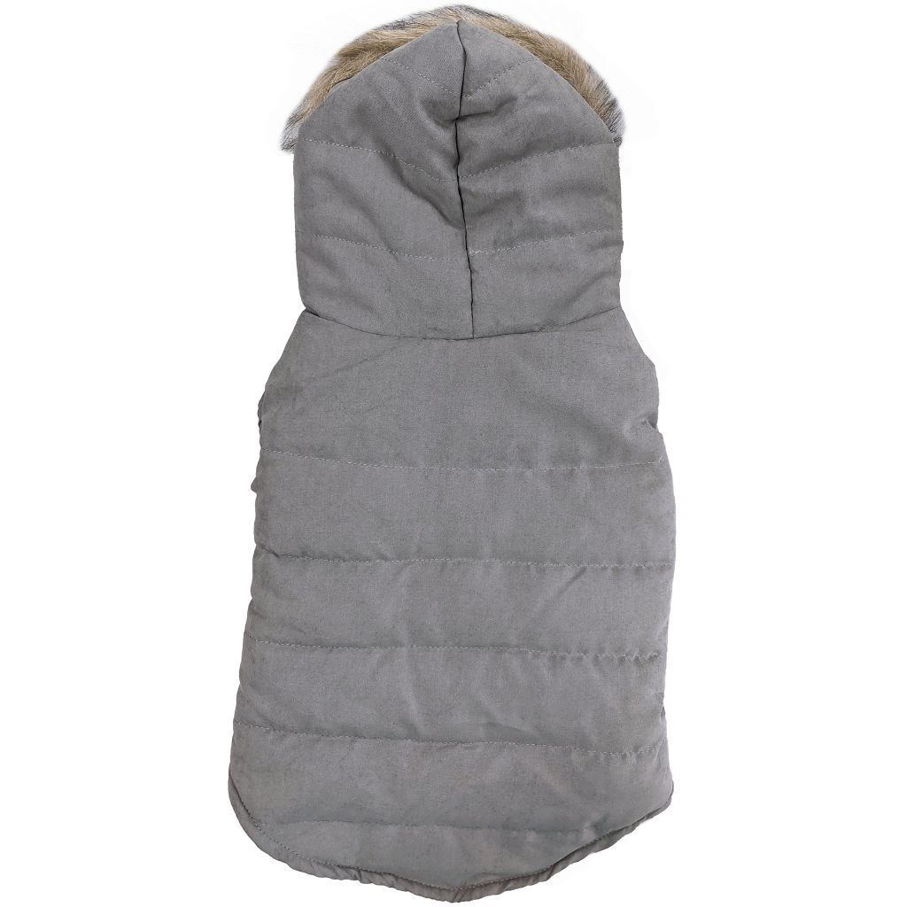 Velvety Puffer Coat Grey L