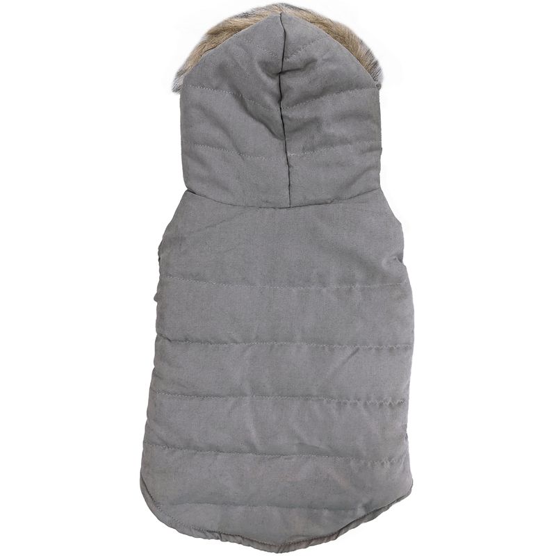 Velvety Puffer Coat Grey L