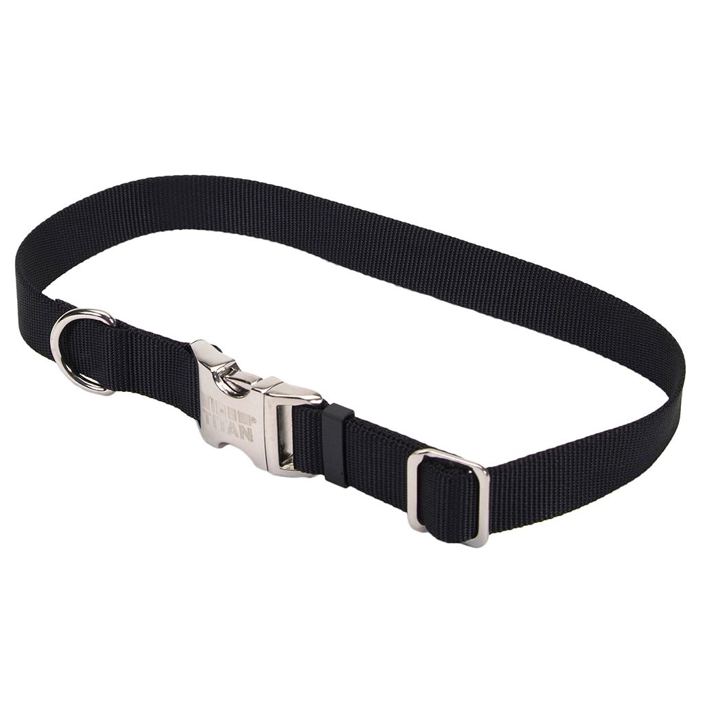 Titan Nylon Metal Buckle Collar Black 14-20” x 1”
