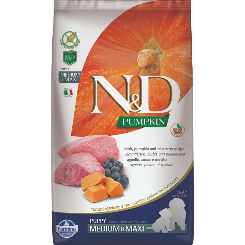 Farmina N&amp;D Pumpkin Lamb &amp; Blueberry Puppy Med-Maxi [DOG] 2.5KG