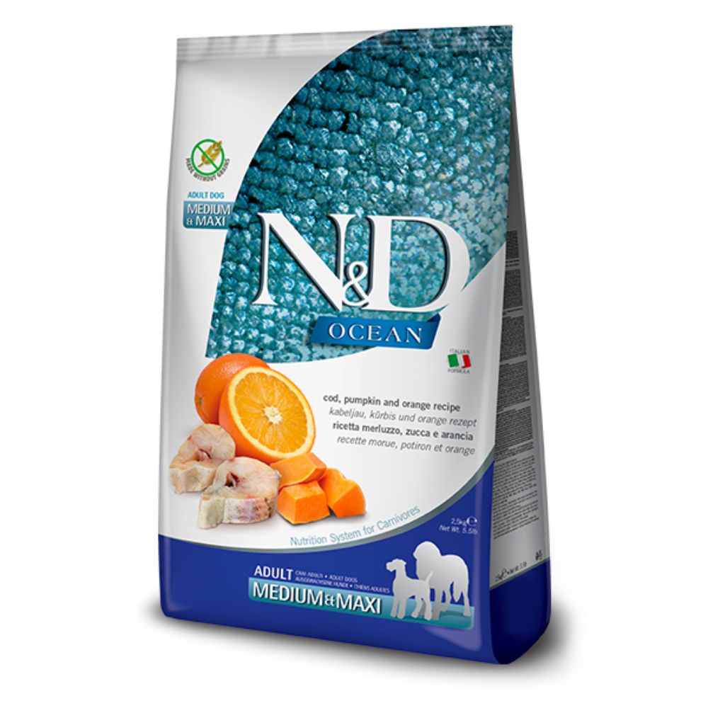 Farmina N&amp;D Ocean Cod &amp; Orange Pumpkin Med-Maxi [DOG] 2.5KG