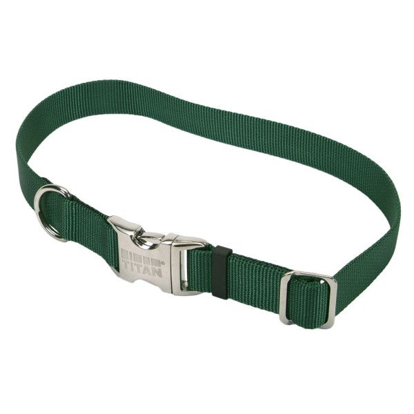 Titan  Nylon Metal Buckle Collar Hunter Green 18-26" X 1"