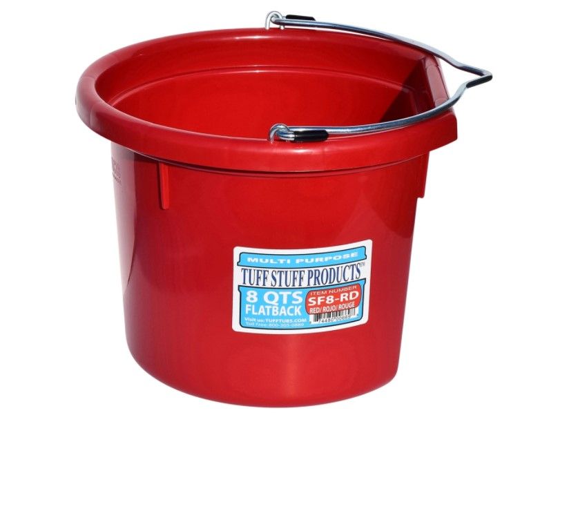 Flatback Plastic  Bucket  Red 8 QT