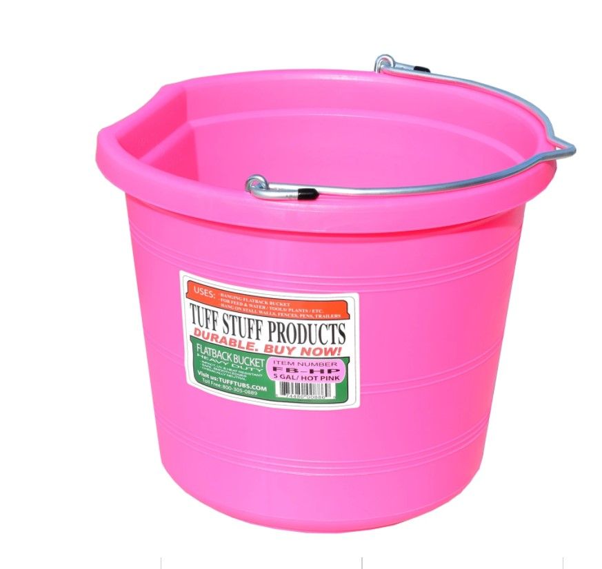 Flatback Plastic  Bucket  Pink 5 GAL