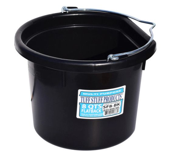 Flatback Plastic  Bucket Black 8 QT