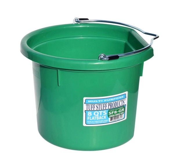 Flatback Plastic  Bucket  Green 8 QT