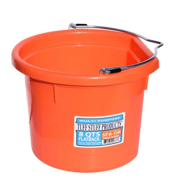 Flatback Plastic  Bucket Orange 8 QT