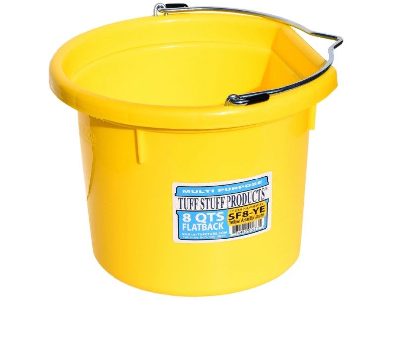 Flatback Plastic  Bucket  Yellow 8 QT