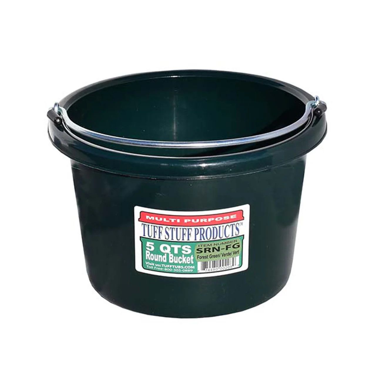 Round Plastic Bucket 5 QT Forest Green