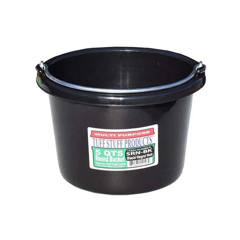 Round Plastic Bucket 5 QT Black