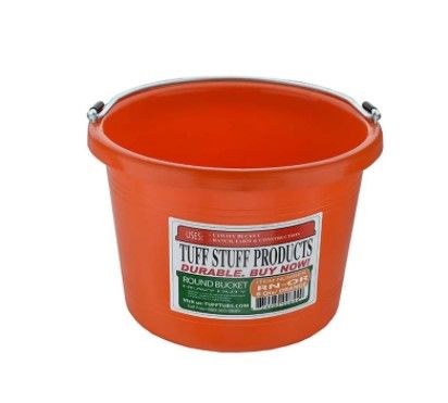 Round Plastic Bucket 8 QT Orange