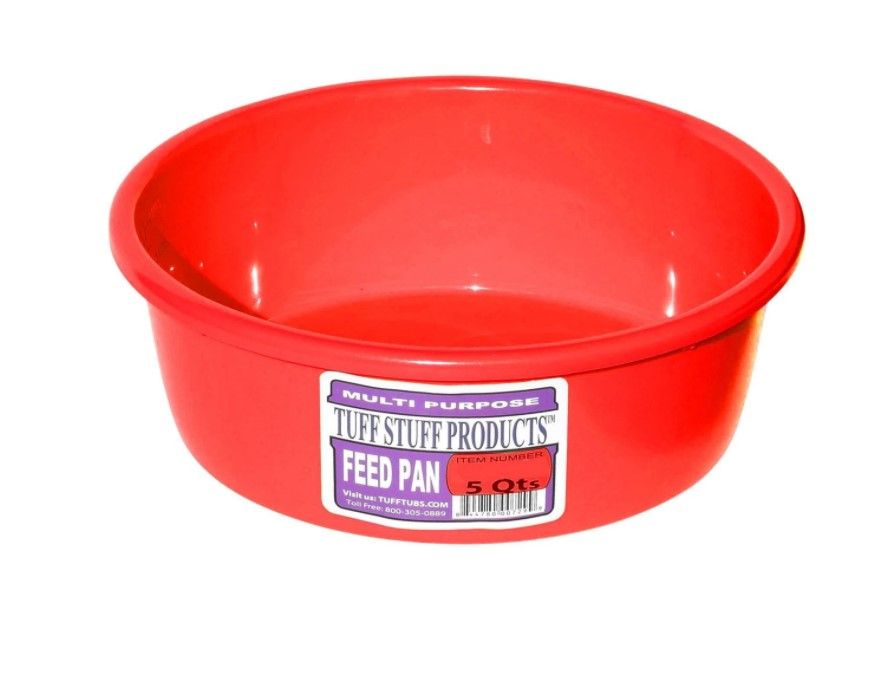 Round Plastic Feed Pan 5 QT Red