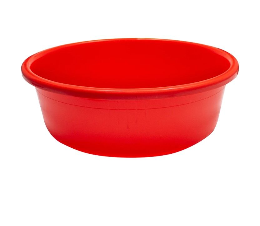 Round Plastic Feed Pan 9 QT Red