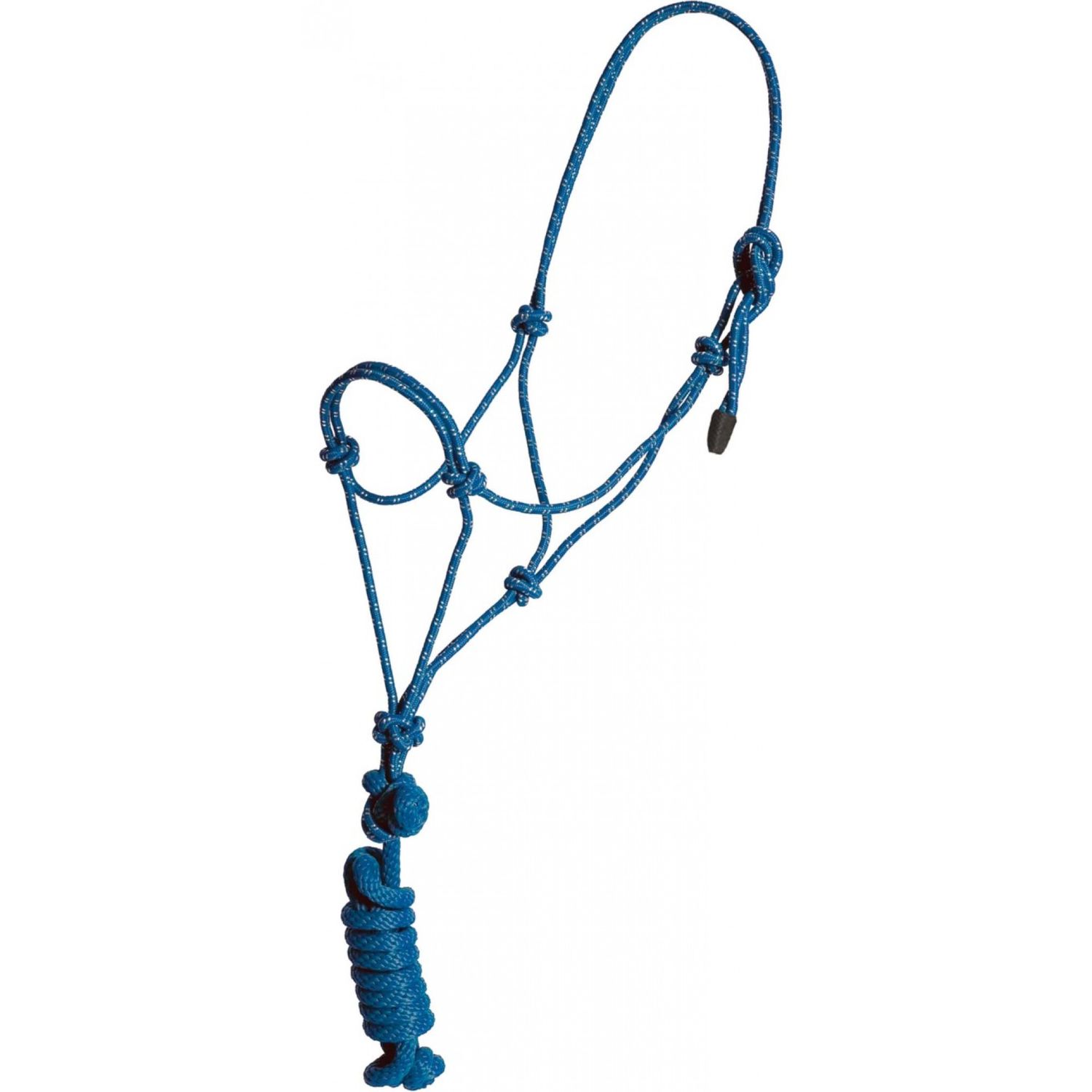 Mustang Economy Mountain Rope Halter w/ Lead - Yearling Blue/White