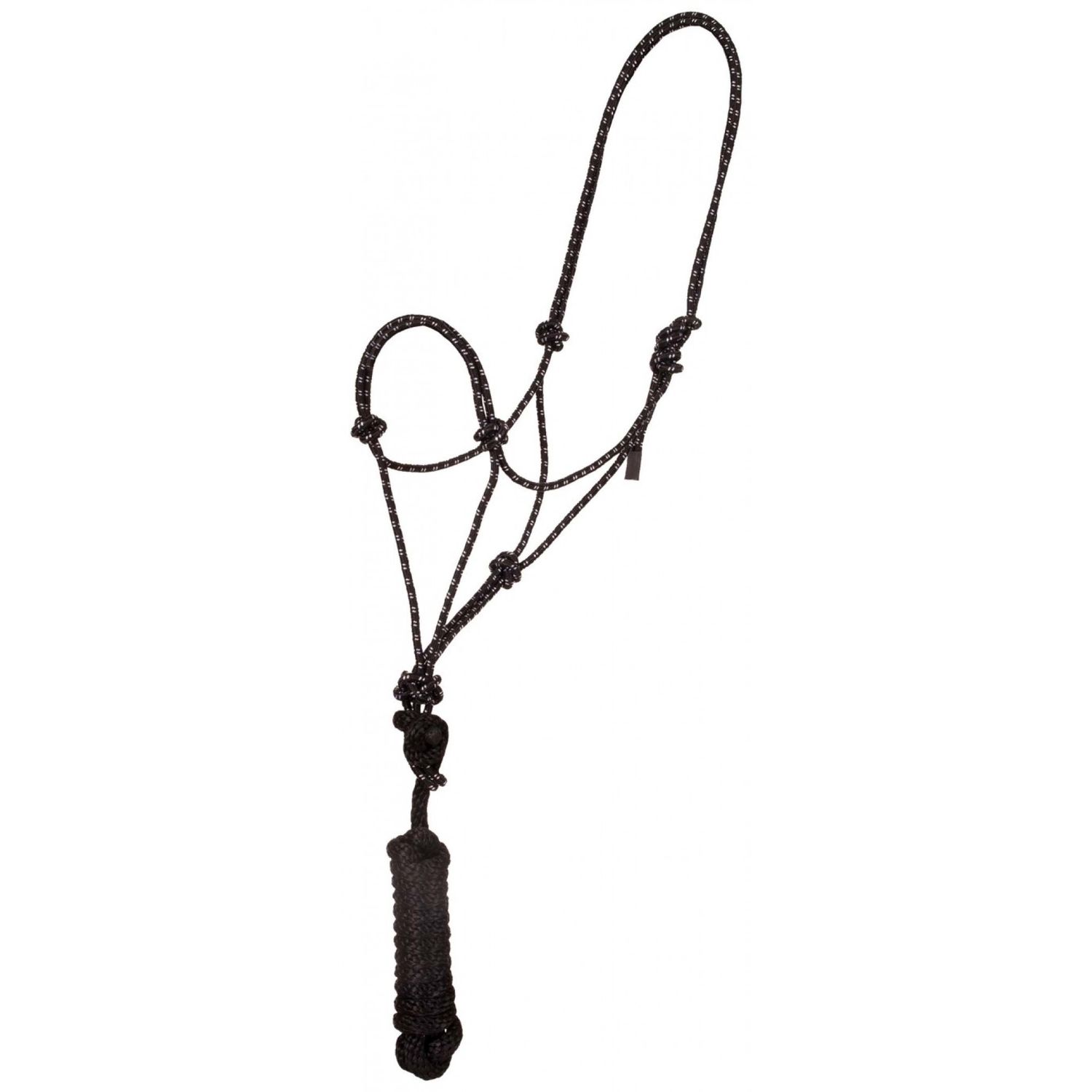 Mustang Economy Mountain Rope Halter w/ Lead - Yearling Black/White