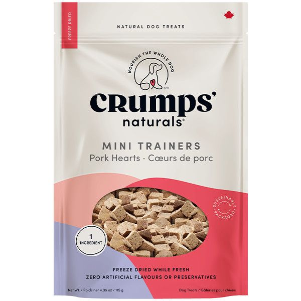 Crumps' Naturals Mini Trainers Freeze Dried Pork Hearts 115GM