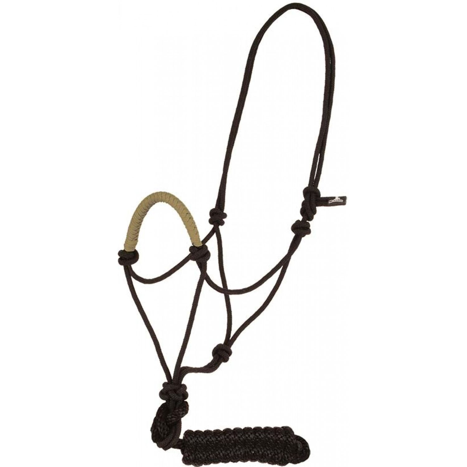 Mustang Solid Nose Rope Halter w/ Lead Tan