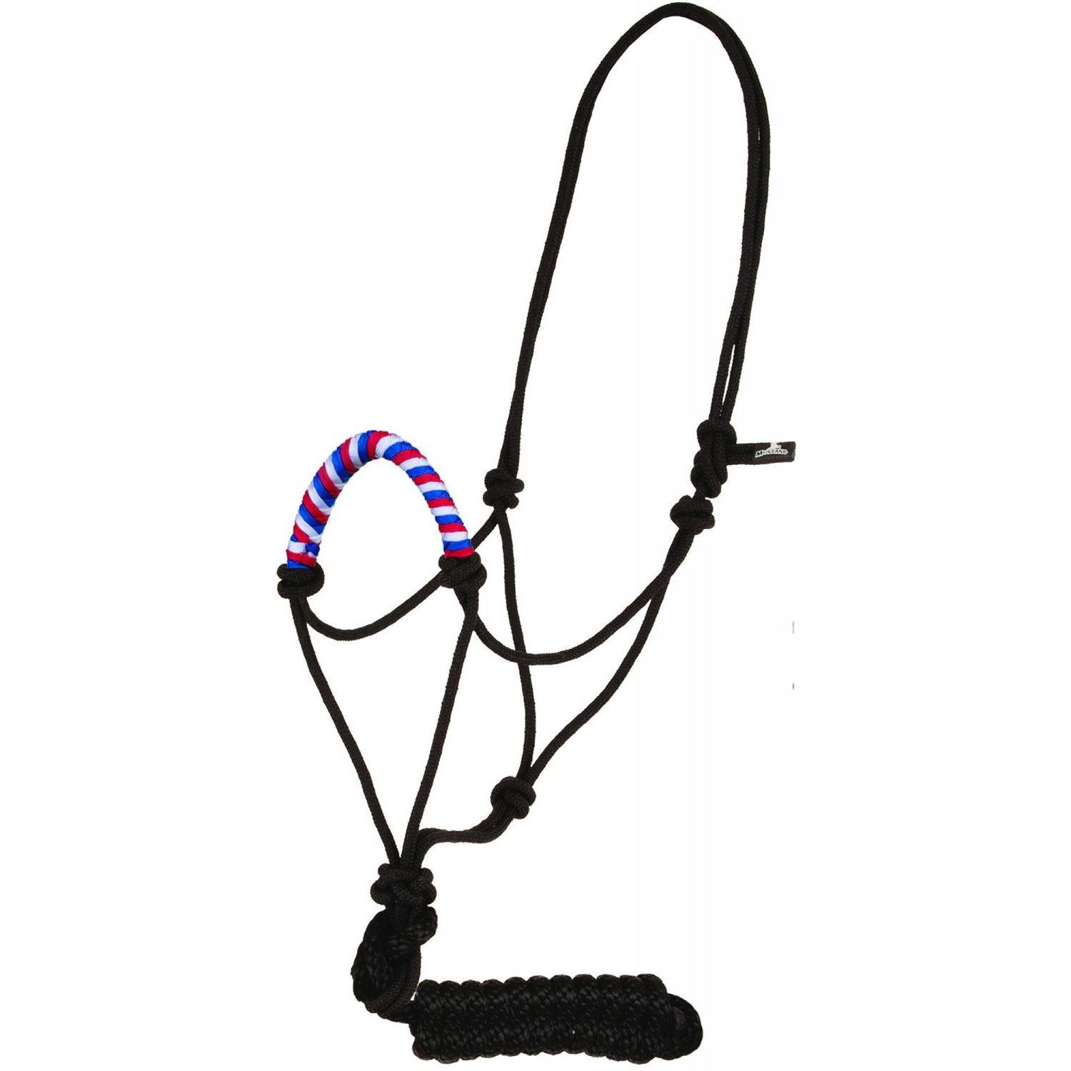 Mustang Solid Nose Rope Halter w/ Lead Red/White/Blue