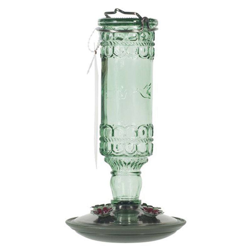 Perky Pet Antique Green Bottle Hummingbird Feeder 10OZ