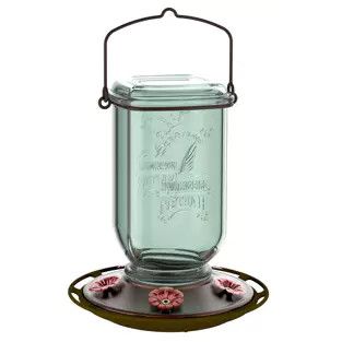 Hummingbird Feeder Perky Pet Green Mason Jar  25OZ