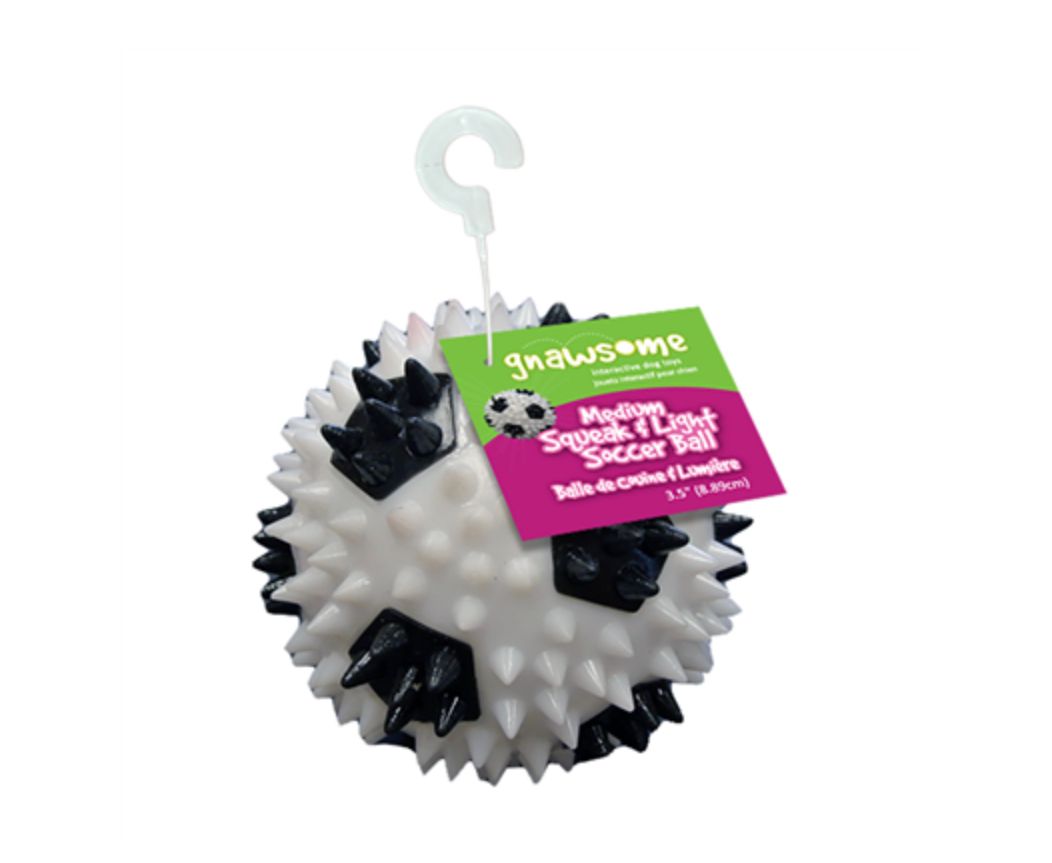 Gnawsome Soccer Ball - Squeak &amp; Light 3.5"