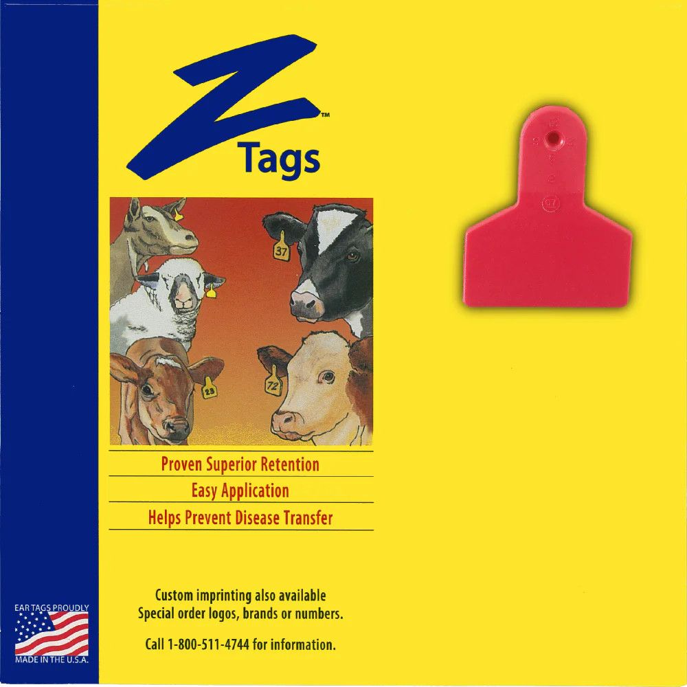 Z1 No Snag Tag Small Animal Red 50 PKG