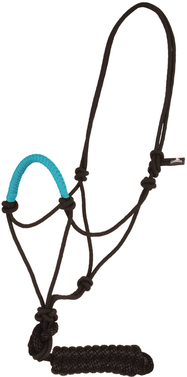 Mustang Solid Nose Rope Halter w/ Lead Turquoise